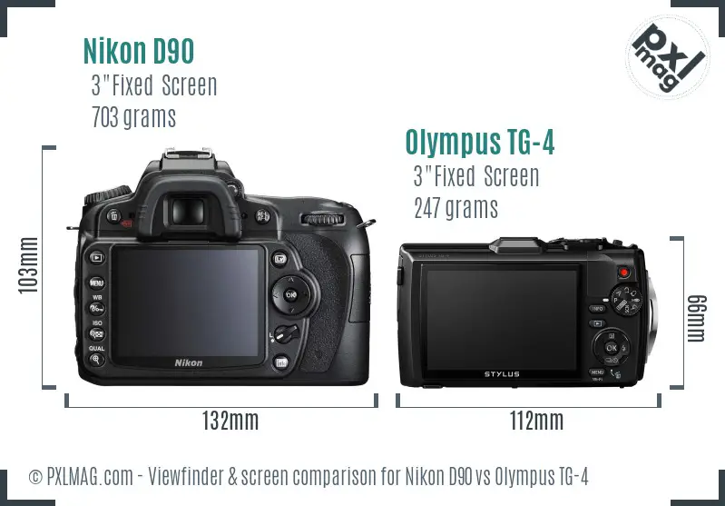 Nikon D90 vs Olympus TG-4 Screen and Viewfinder comparison