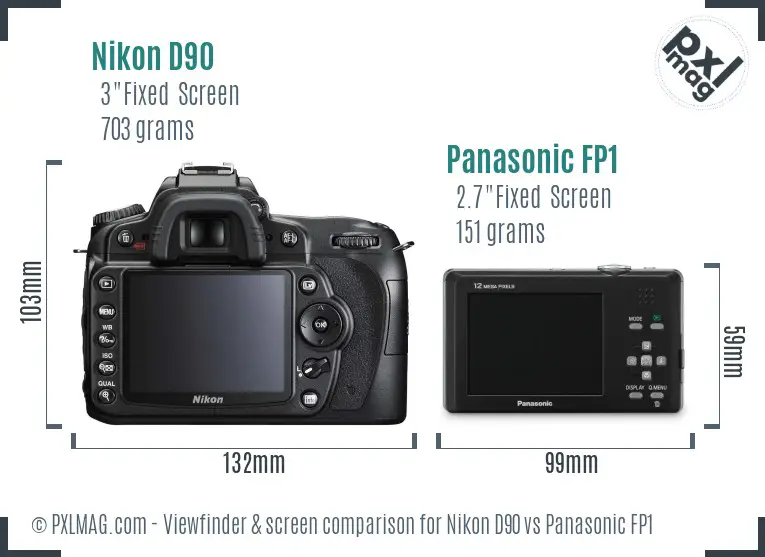 Nikon D90 vs Panasonic FP1 Screen and Viewfinder comparison