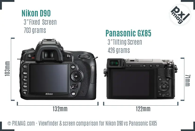 Nikon D90 vs Panasonic GX85 Screen and Viewfinder comparison