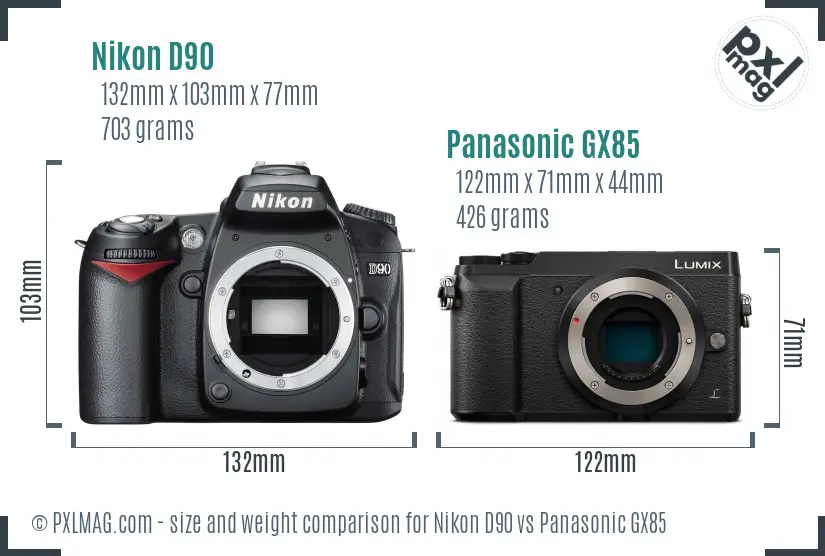 Nikon D90 vs Panasonic GX85 size comparison