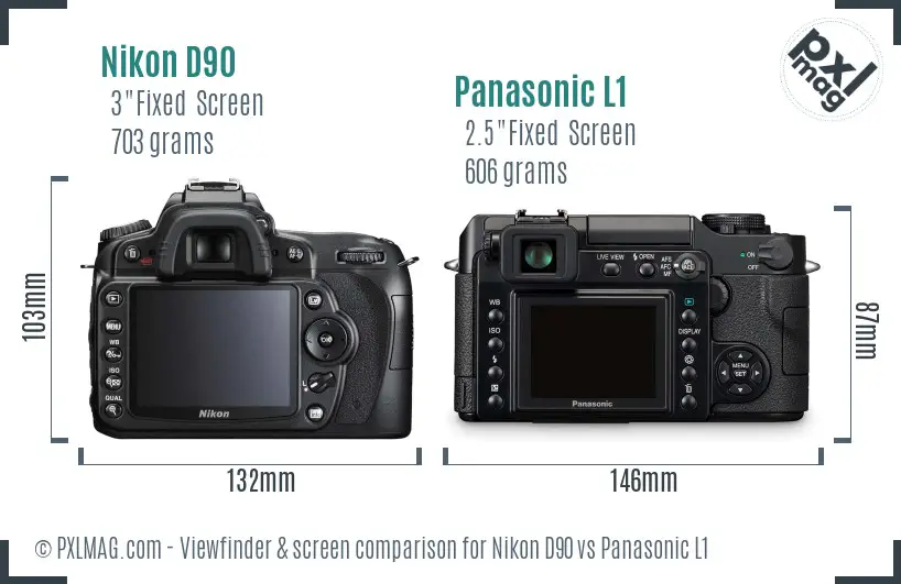 Nikon D90 vs Panasonic L1 Screen and Viewfinder comparison