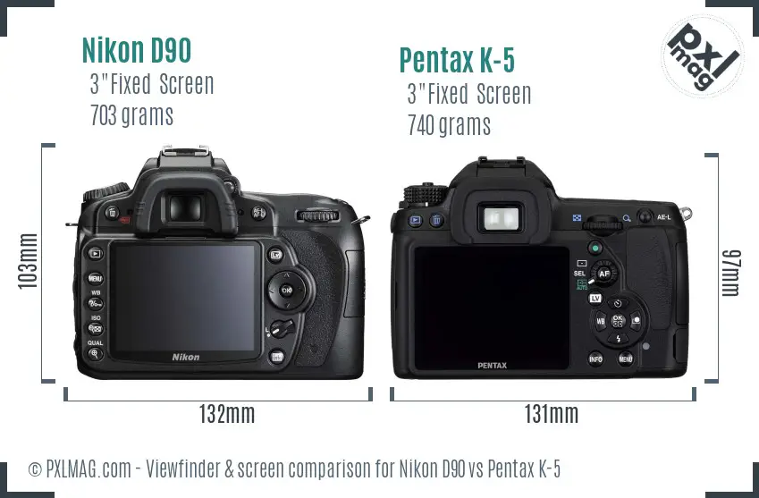 Nikon D90 vs Pentax K-5 Screen and Viewfinder comparison