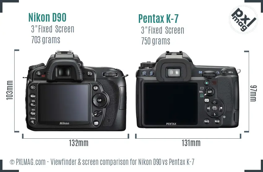 Nikon D90 vs Pentax K-7 Screen and Viewfinder comparison