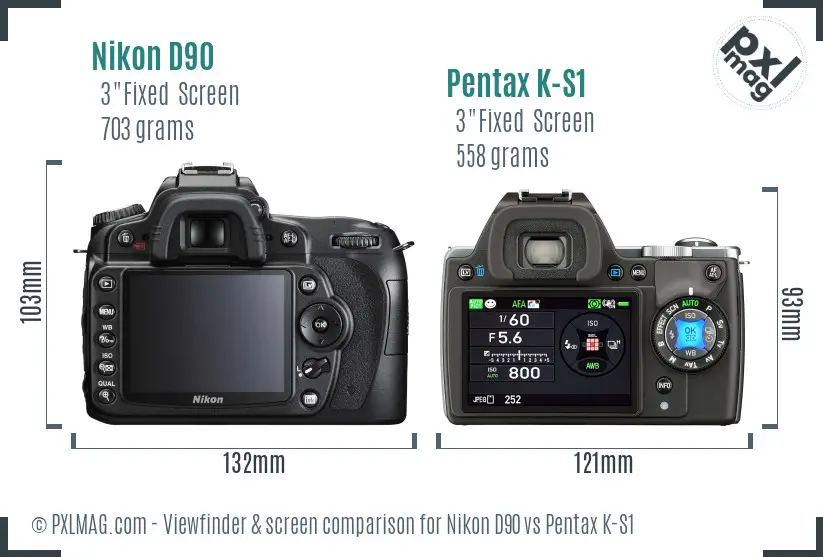 Nikon D90 vs Pentax K-S1 Screen and Viewfinder comparison