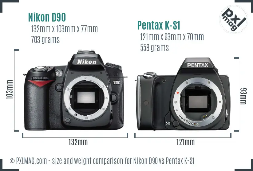 Nikon D90 vs Pentax K-S1 size comparison