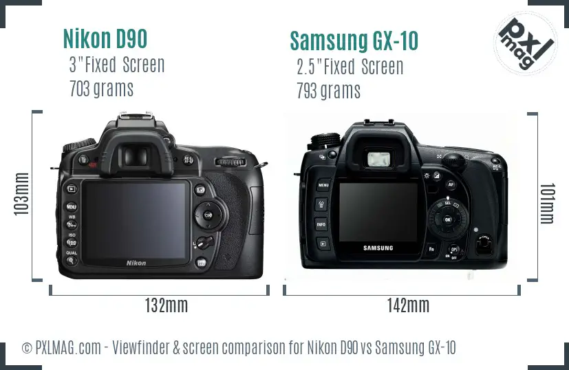 Nikon D90 vs Samsung GX-10 Screen and Viewfinder comparison