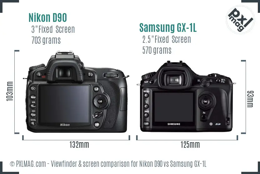 Nikon D90 vs Samsung GX-1L Screen and Viewfinder comparison