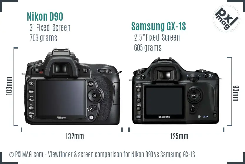 Nikon D90 vs Samsung GX-1S Screen and Viewfinder comparison