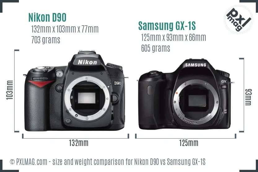 Nikon D90 vs Samsung GX-1S size comparison