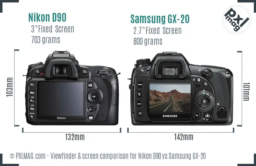 Nikon D90 vs Samsung GX-20 Screen and Viewfinder comparison