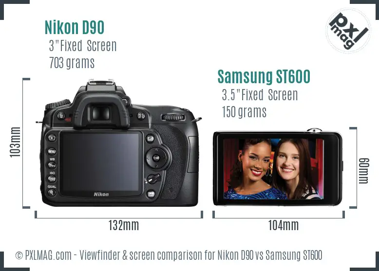 Nikon D90 vs Samsung ST600 Screen and Viewfinder comparison