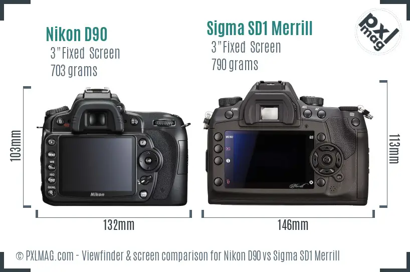 Nikon D90 vs Sigma SD1 Merrill Screen and Viewfinder comparison