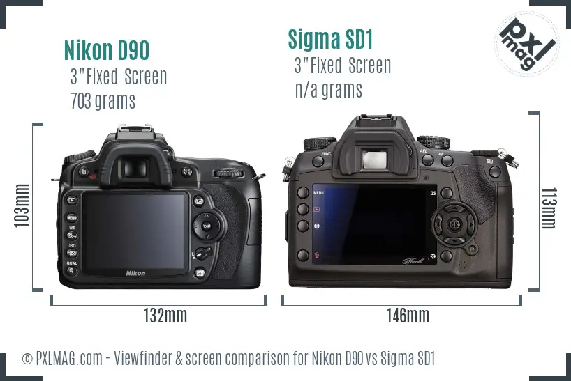 Nikon D90 vs Sigma SD1 Screen and Viewfinder comparison