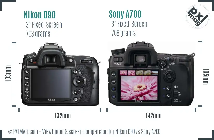 Nikon D90 vs Sony A700 Screen and Viewfinder comparison Nikon D90 vs Sony A700 Screen and Viewfinder comparison