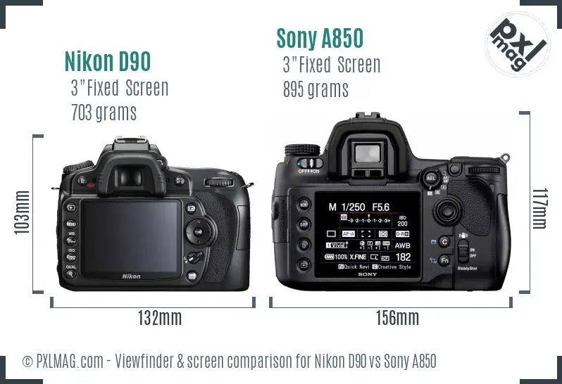 Nikon D90 vs Sony A850 Screen and Viewfinder comparison