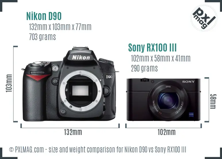 Nikon D90 vs Sony RX100 III size comparison Nikon D90 vs Sony RX100 III size comparison