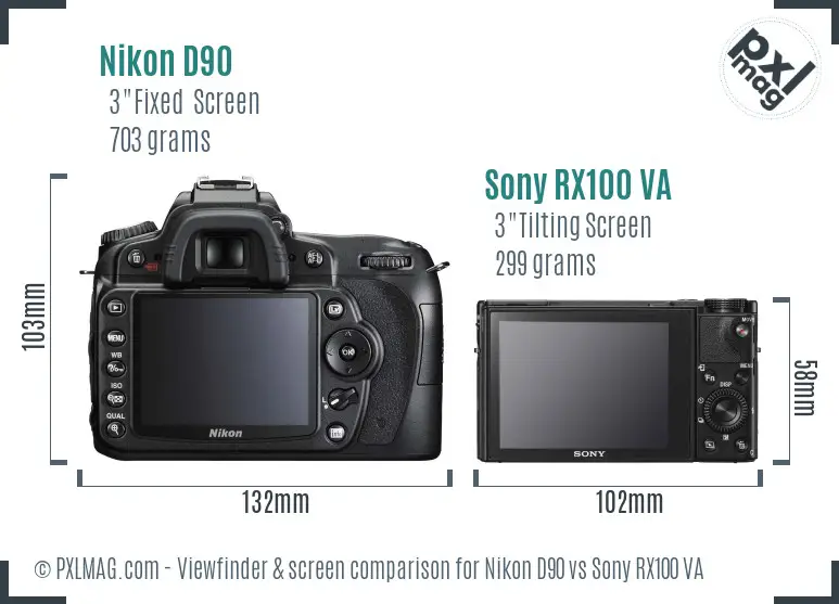 Nikon D90 vs Sony RX100 VA Screen and Viewfinder comparison