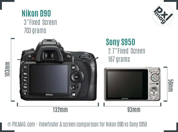 Nikon D90 vs Sony S950 Screen and Viewfinder comparison