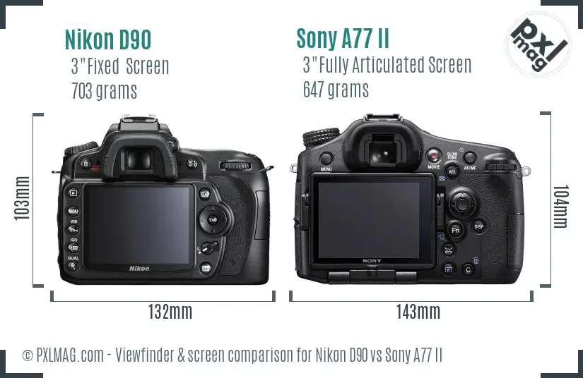 Nikon D90 vs Sony A77 II Screen and Viewfinder comparison