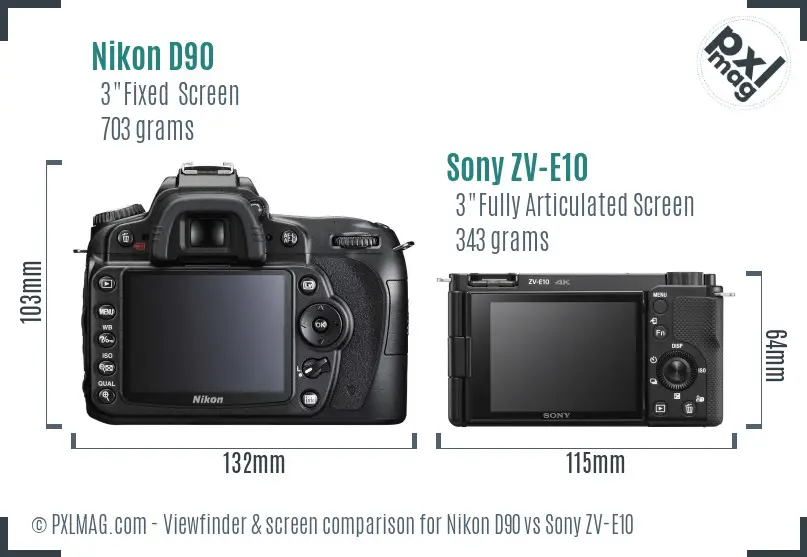 Nikon D90 vs Sony ZV-E10 Screen and Viewfinder comparison