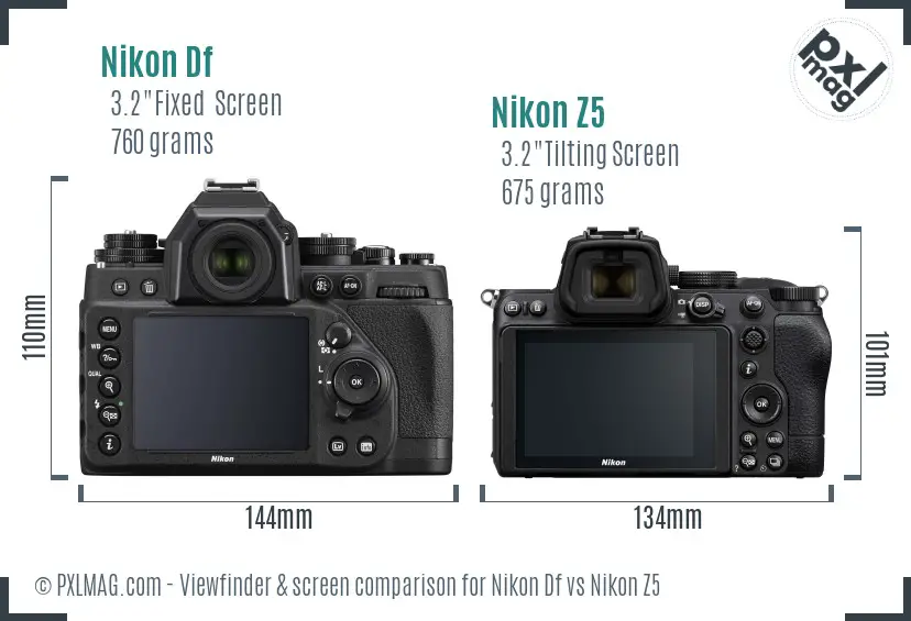 Nikon Df vs Nikon Z5 Screen and Viewfinder comparison Nikon Df vs Nikon Z5 Screen and Viewfinder comparison