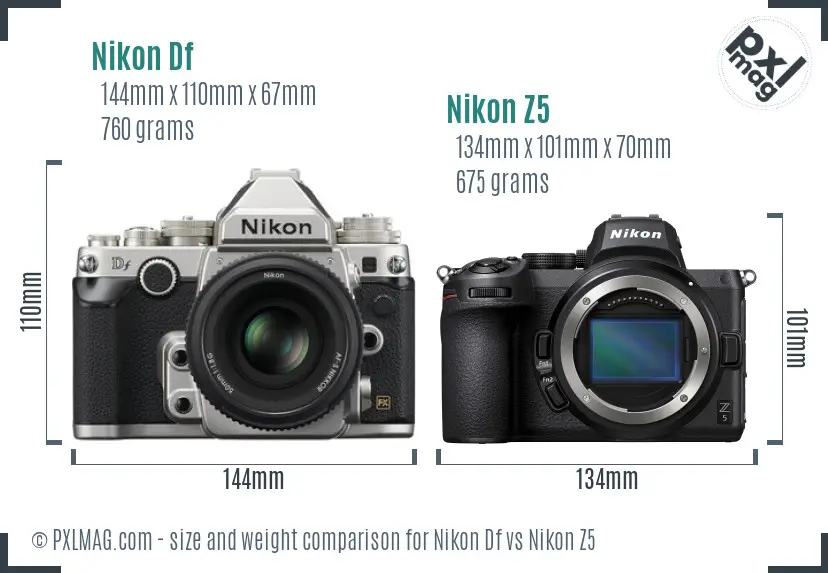 Nikon Df vs Nikon Z5 size comparison Nikon Df vs Nikon Z5 size comparison