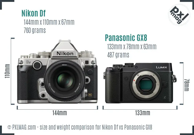 Nikon Df vs Panasonic GX8 size comparison