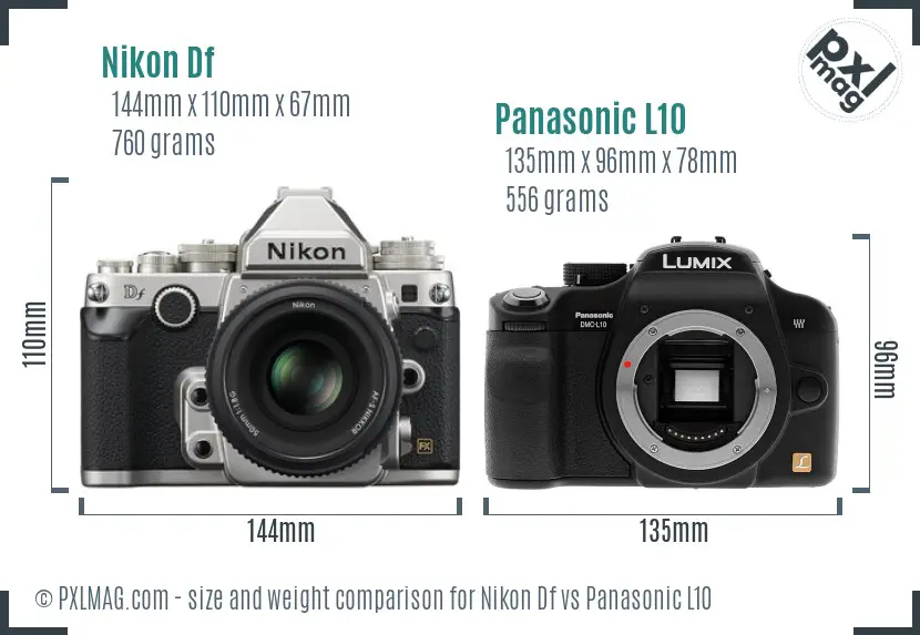 Nikon Df vs Panasonic L10 size comparison