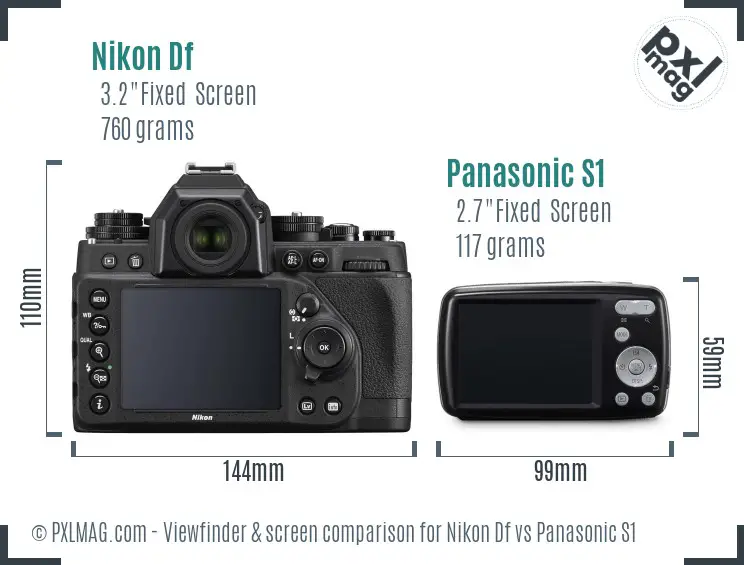 Nikon Df vs Panasonic S1 Screen and Viewfinder comparison