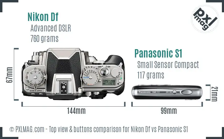 Nikon Df vs Panasonic S1 top view buttons comparison