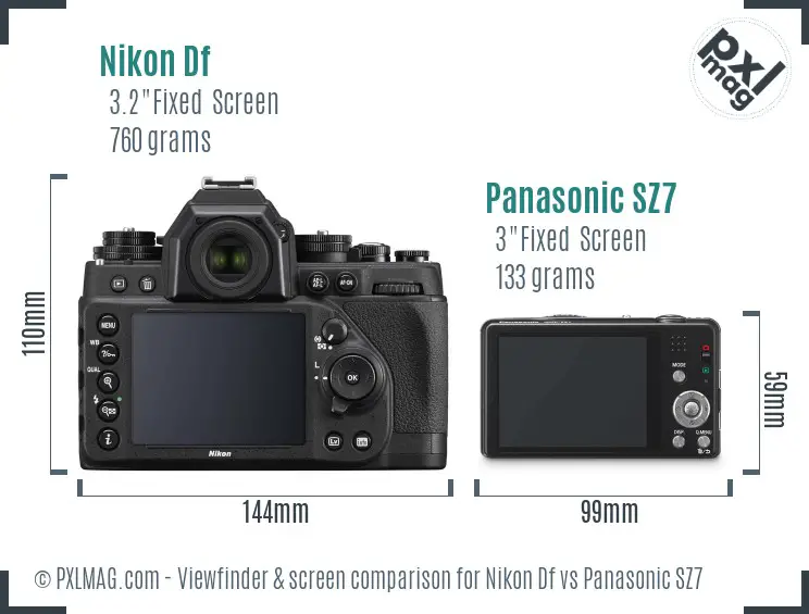 Nikon Df vs Panasonic SZ7 Screen and Viewfinder comparison