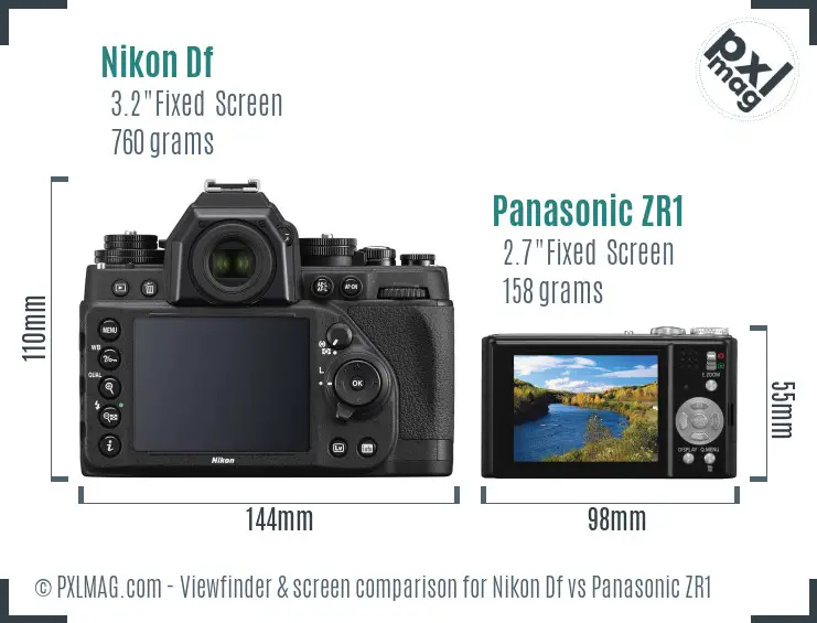 Nikon Df vs Panasonic ZR1 Screen and Viewfinder comparison