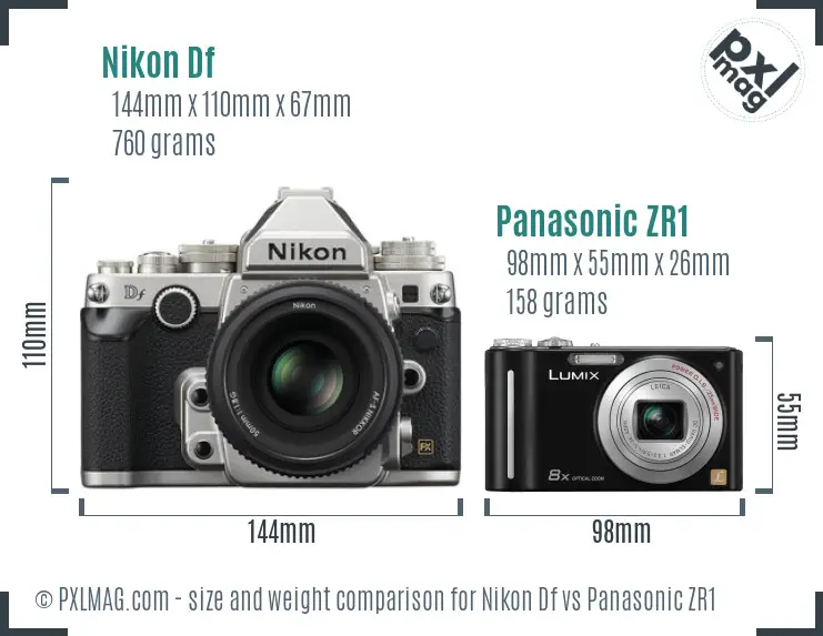 Nikon Df vs Panasonic ZR1 size comparison