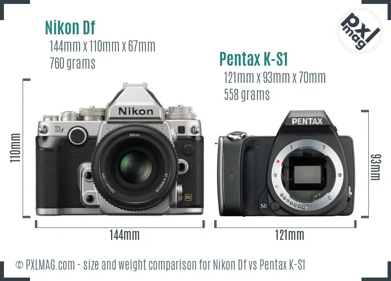 Nikon Df vs Pentax K-S1 size comparison