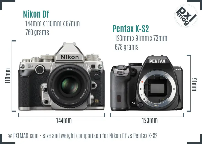 Nikon Df vs Pentax K-S2 size comparison