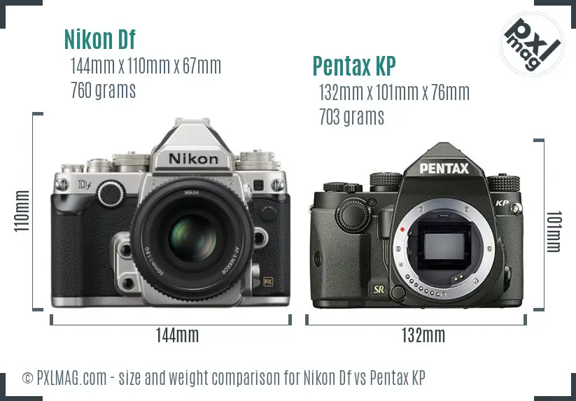 Nikon Df vs Pentax KP size comparison