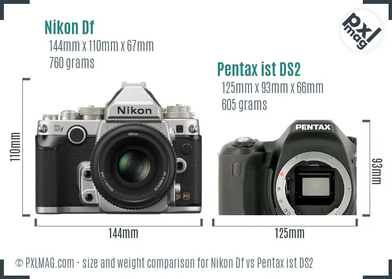 Nikon Df vs Pentax ist DS2 size comparison
