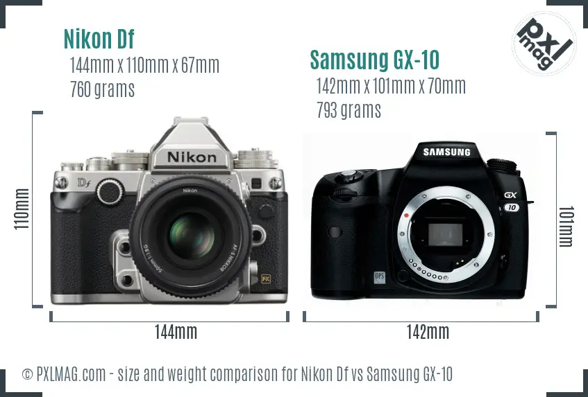 Nikon Df vs Samsung GX-10 size comparison