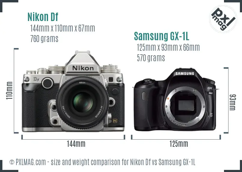 Nikon Df vs Samsung GX-1L size comparison