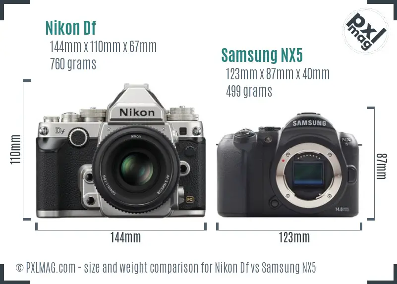 Nikon Df vs Samsung NX5 size comparison