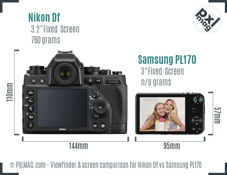 Nikon Df vs Samsung PL170 Screen and Viewfinder comparison