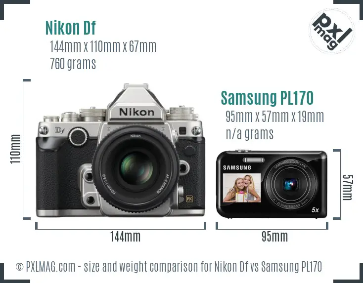 Nikon Df vs Samsung PL170 size comparison