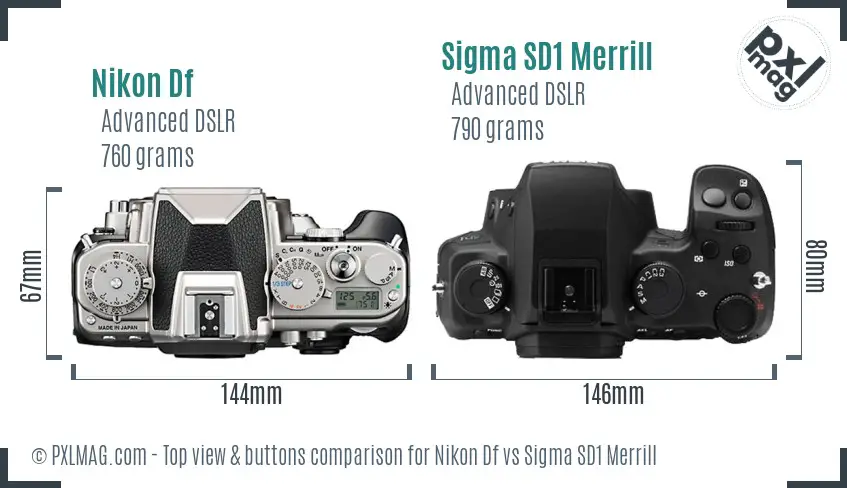 Nikon Df vs Sigma SD1 Merrill top view buttons comparison