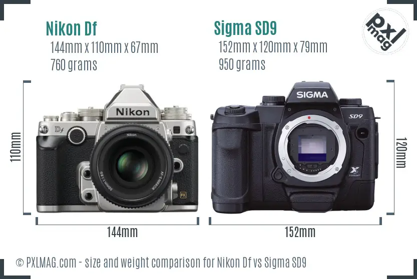 Nikon Df vs Sigma SD9 size comparison