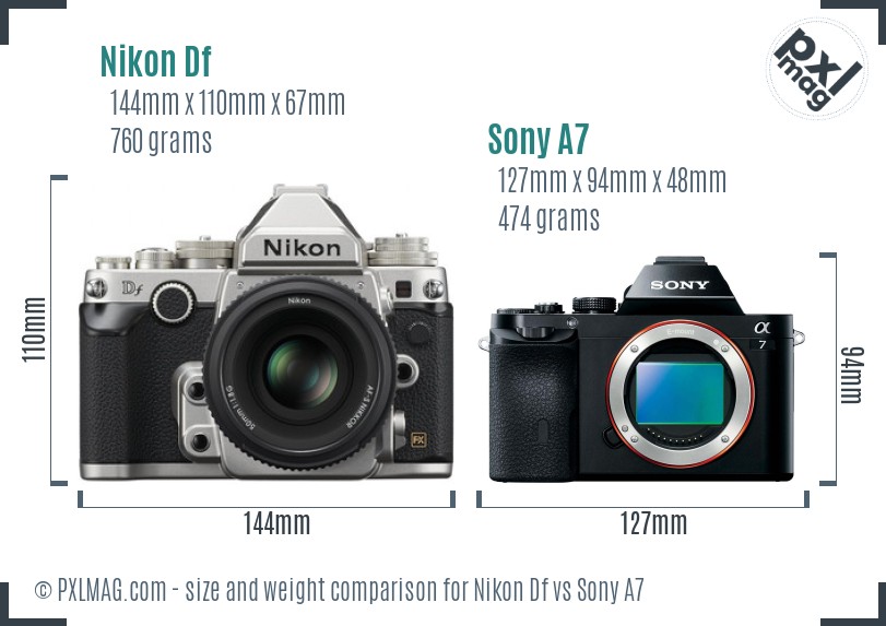 Nikon Df vs Sony A7 size comparison