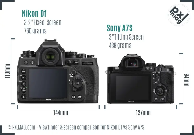 Nikon Df vs Sony A7S Screen and Viewfinder comparison Nikon Df vs Sony A7S Screen and Viewfinder comparison