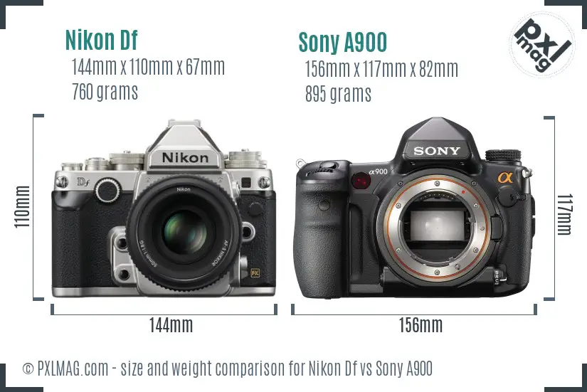 Nikon Df vs Sony A900 size comparison