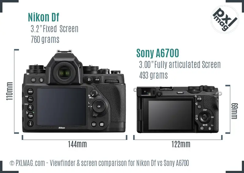 Nikon Df vs Sony A6700 Screen and Viewfinder comparison