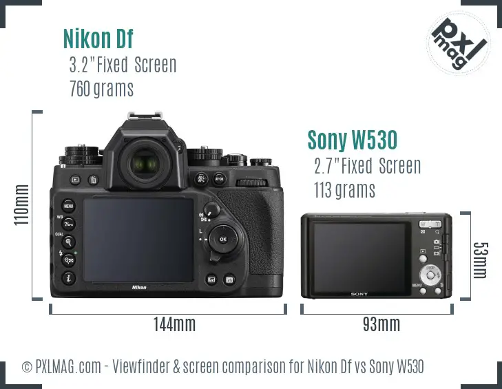 Nikon Df vs Sony W530 Screen and Viewfinder comparison