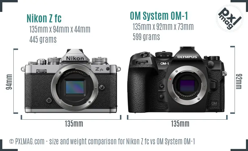 Nikon Z fc vs OM System OM-1 size comparison Nikon Z fc vs OM System OM-1 size comparison